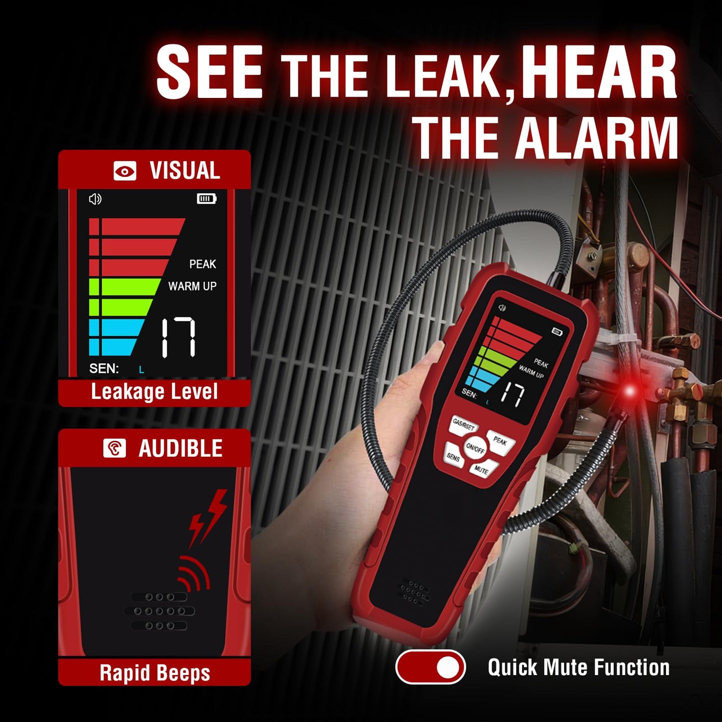 Aprvtio Refrigerant Leak Detector, ALD-200+ HVAC Freon Sniffer A1 A2L A3 & Low-GWP Compatible, Smart Semiconductor Sensor with 0.14 oz/yr Sensitivity, 2026 Updated, Professional AC Sniffer