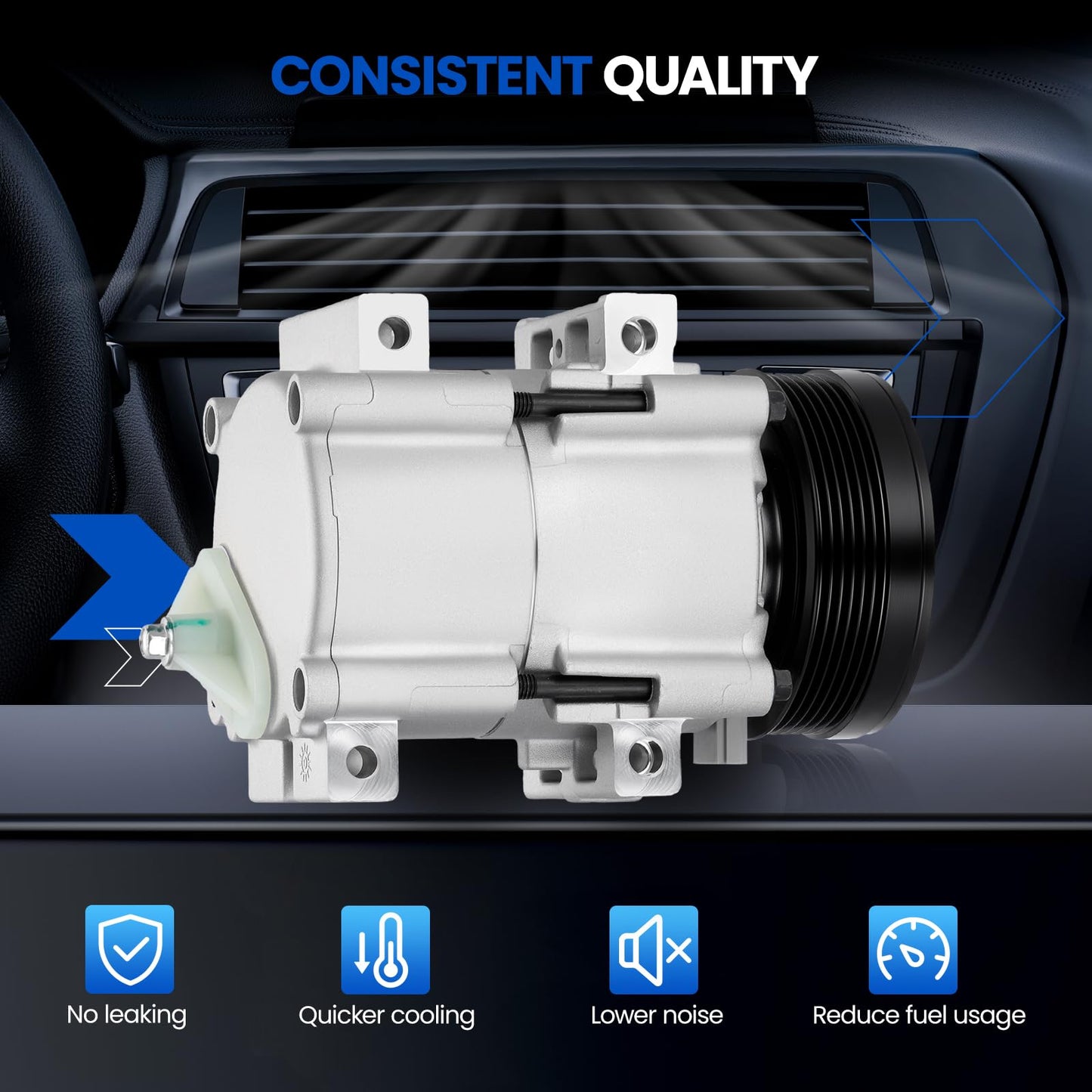 SYKRSS 58157 Air Conditioning A/C Compressor with Clutch Compatible with Ford Freestar 2004-2007 3.9L 4.2L, for Windstar 1999-2003 3.8L, Compatible with Mercury Monterey 2004-2007 4.2L V6, GAS