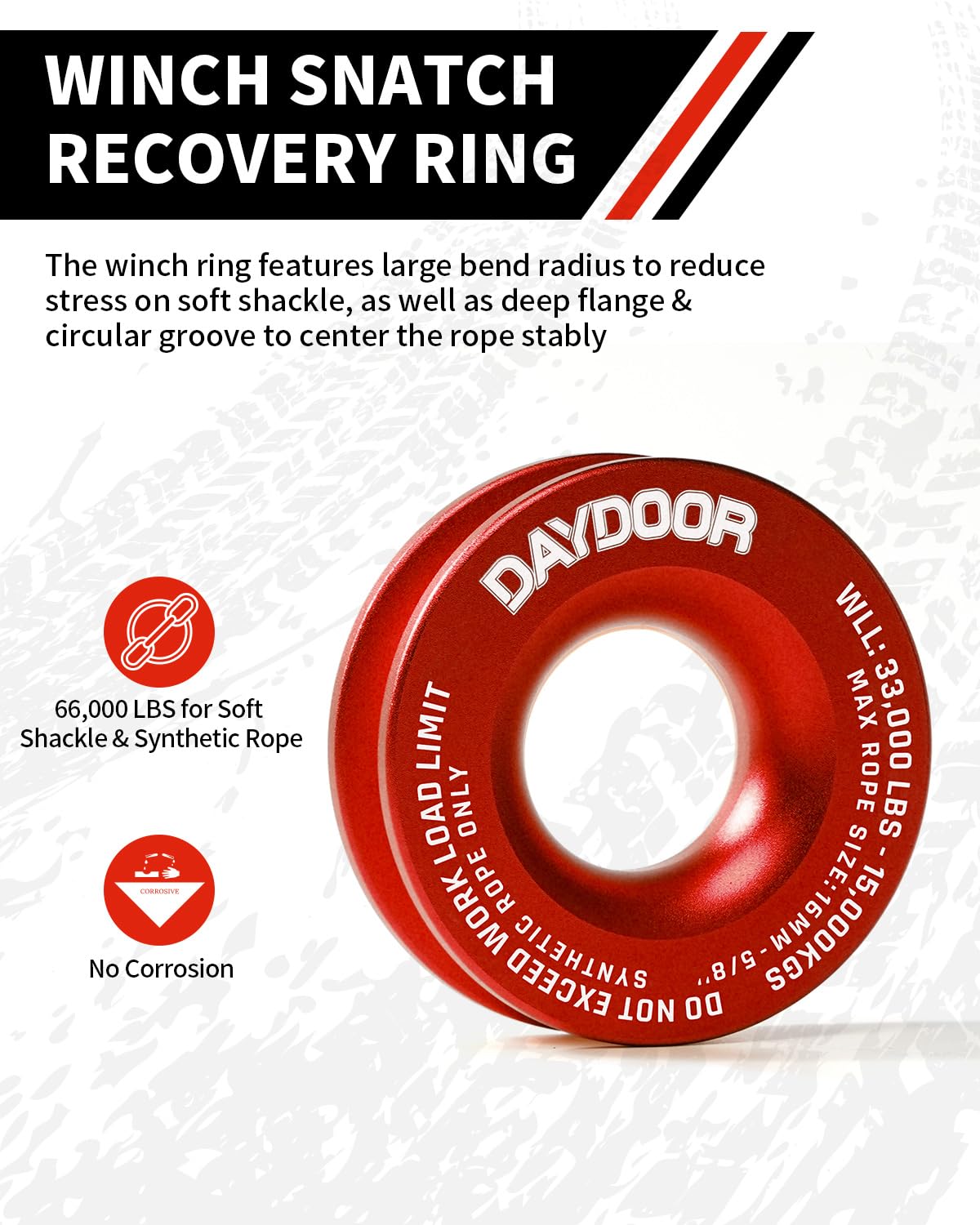 DAYDOOR 56,000 LBS Soft Shackle Recovery Kit, 1/2" x 22" (2-Pack) with 7075 Aluminum Snatch Ring, Winch Accessory for Jeep Wrangler, Bronco, 4Runner, Tacoma, ATV/UTV/Jeeps/SUVs, 4x4 Off-Road(Gray)