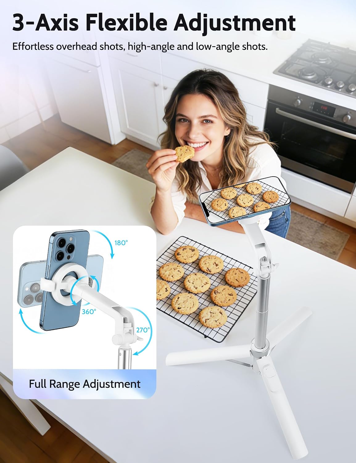 68" Magnetic Tripod for iPhone Magsafe, Phone Tripod & Selfie Stick with Rechargeable Remote for iPhone/Android/Camera