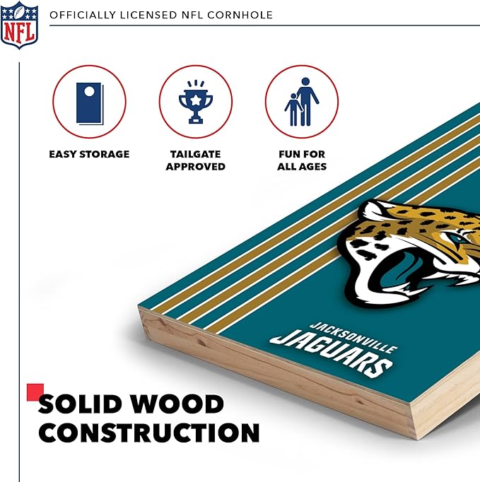 NFL 2' x 3' Solid Wood Cornhole Set with Direct Print HD Team Graphics – Great Gift for Any Football Fan! Bean Bag Toss Family Outdoor Games