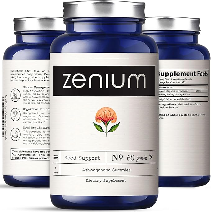 Zenium - Ashwagandha Gummies 1500 MGS per Serving | 60 Count | Mango Flavored | Calm The Mind & Body | Relieve Worry, Tension & Nervousness | Ayurvedic | Natural Relief Supplement | Boosts Mood