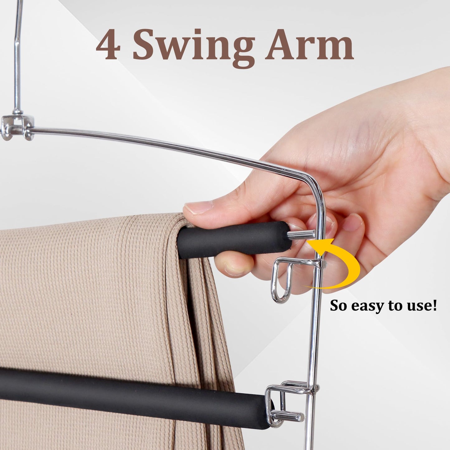 SINDAX Pants Hangers Space Saving - 6Pack, 5 Layers Space Saving Hangers, Sturdy Stainless Steel Pant Rack with Anti-Slip Swing Arm, Closet Organizers and Storage for Trousers Jeans