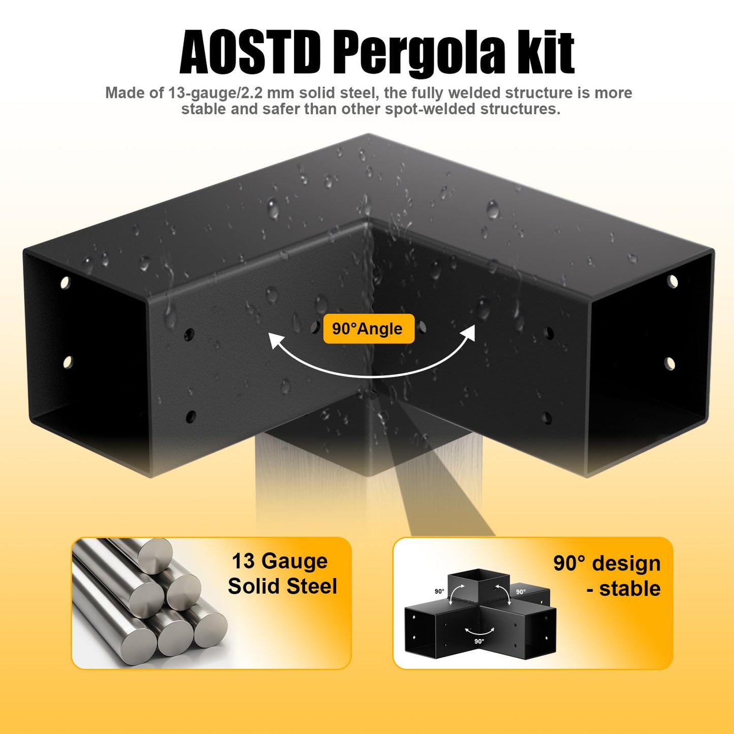 Pergola Kit, Pergola Bracket kit for 4"x 4" (Inner 3.5" X 3.5") Lumber, DIY Pergolas Brackets with 3-Way & 4-Way Corner Bracket, Gazebo Brackets Kits for Gardens, Pergolas, Courtyard (12 pc)