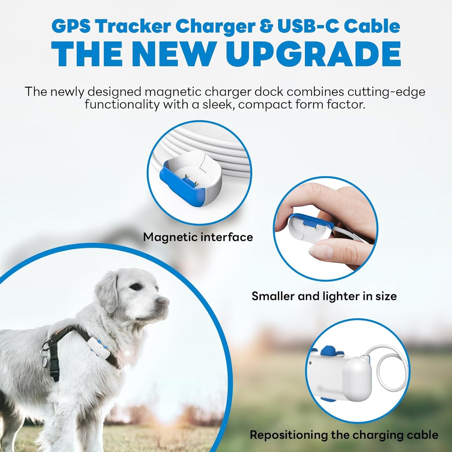 SGEOYPIL Magnetic Clip Charger for GPS Pet Tracker Compatible with Tractive GPS Location Smart Pet Activity Tracker
