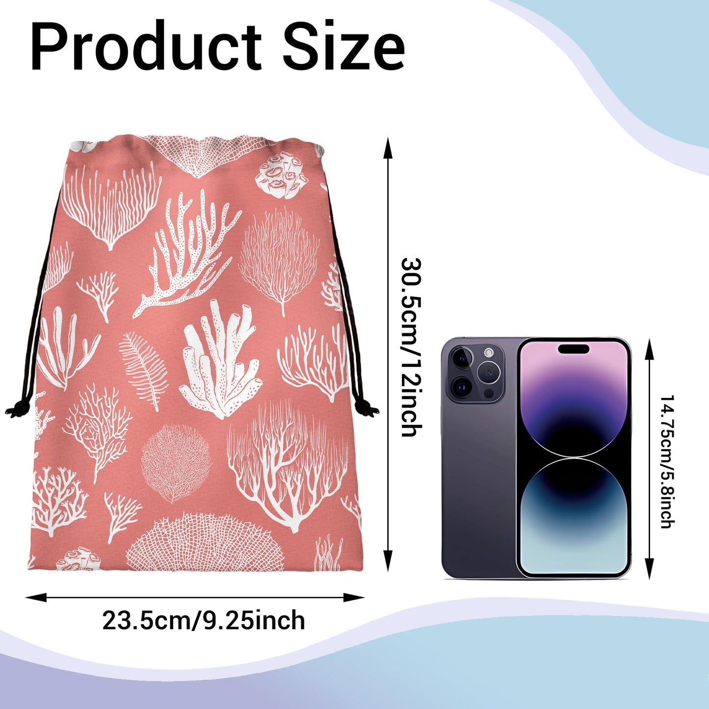 GAIIIIYOU Gym Grip Bag Coastal Coral Lightweight Ocean Print Small Grip Bags for Fitness