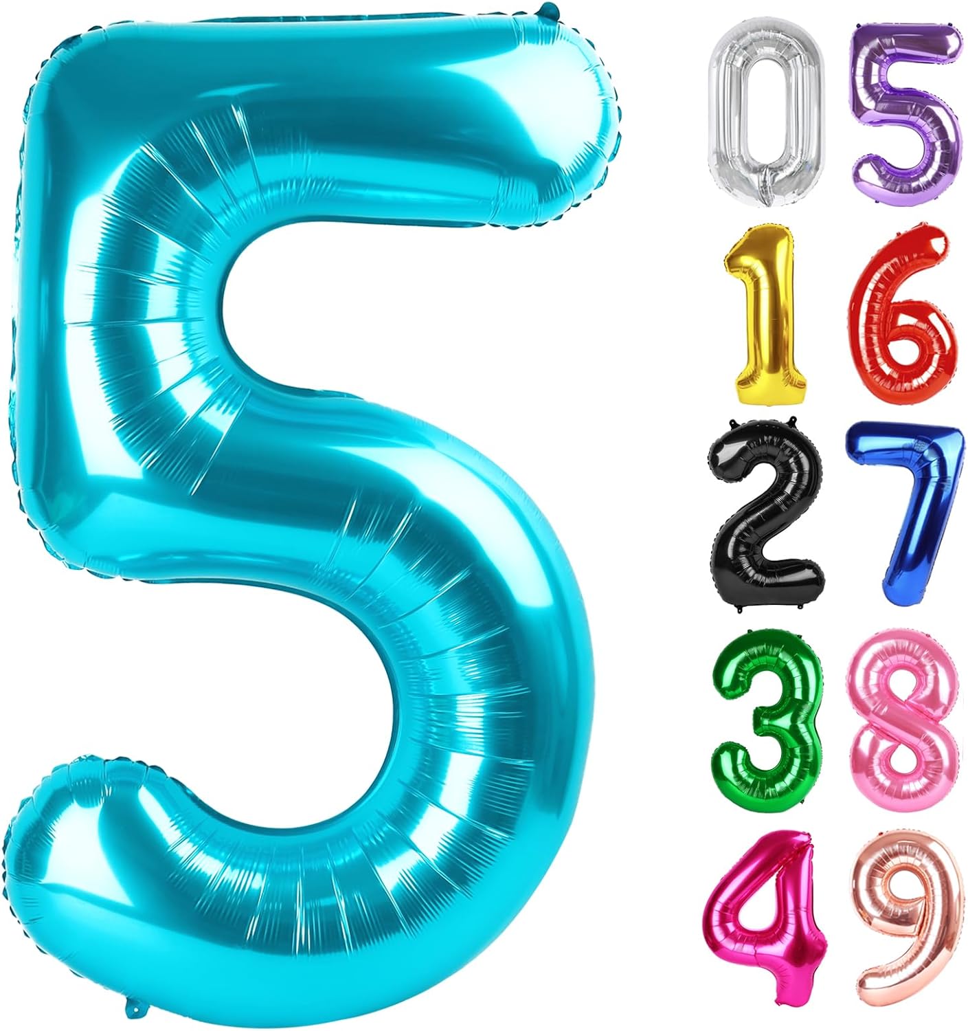 Number 5 Balloon by [Brand Name] - 40 Inch Light Blue Foil Balloon for 5th Birthday Party Decorations