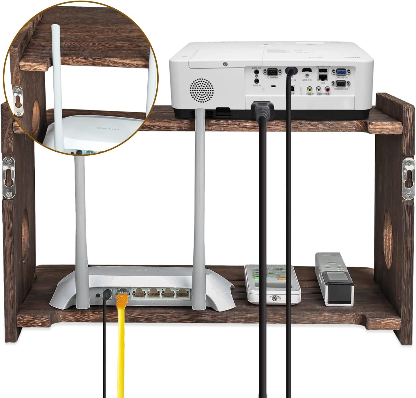 Floating Projector Shelf Rack Router Shelf Wall Mount Holder TV Stand WiFi Router Storage Box Modem Cable Box Cover