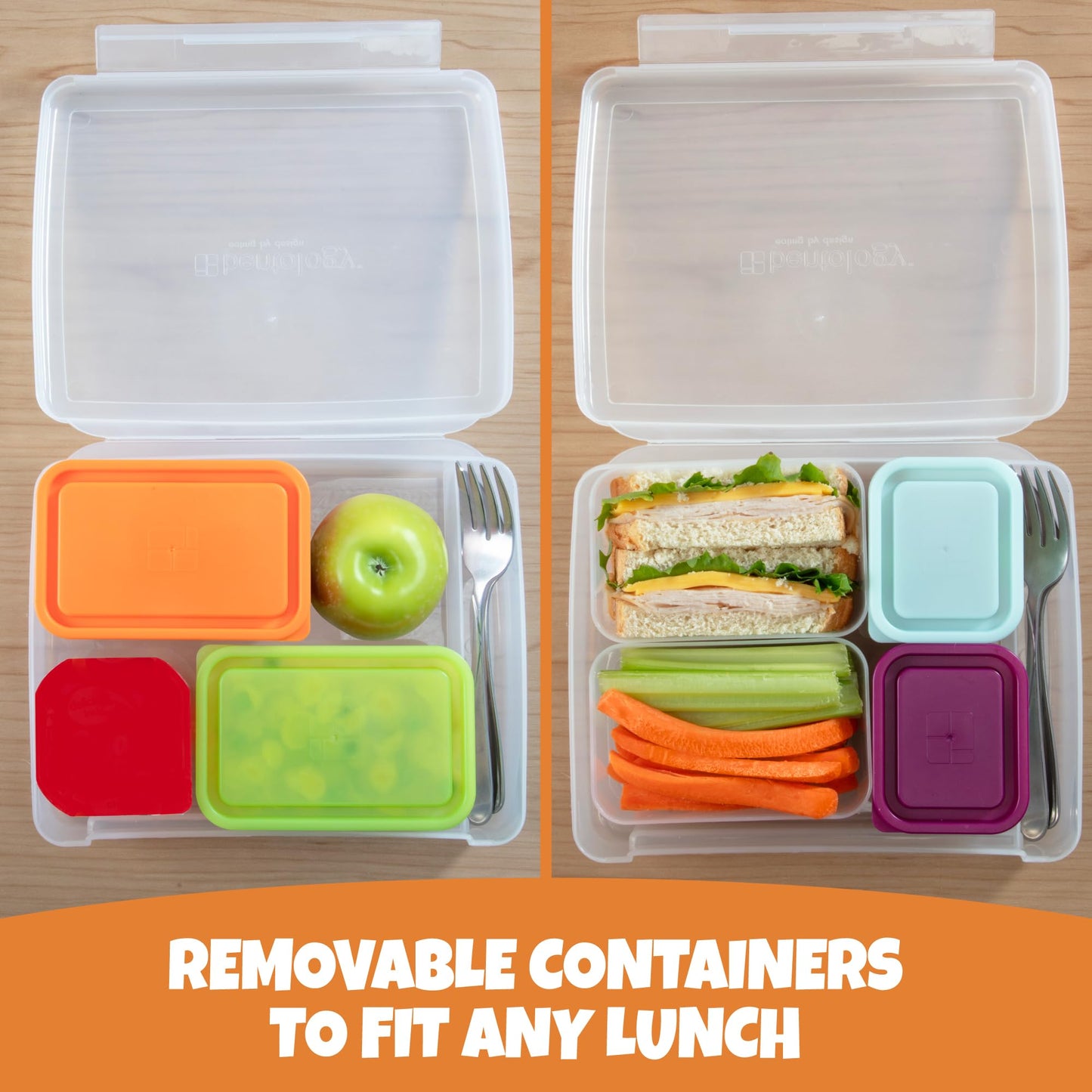 Bentology Bento Lunch Box Set w 5 Leakproof Made-to-Size Snack Containers & Built-In Utensil Holder- Meal Prep Made Easy w Reusable, Kid's Back to School or Office- Durable, BPA Free, Dishwasher Safe