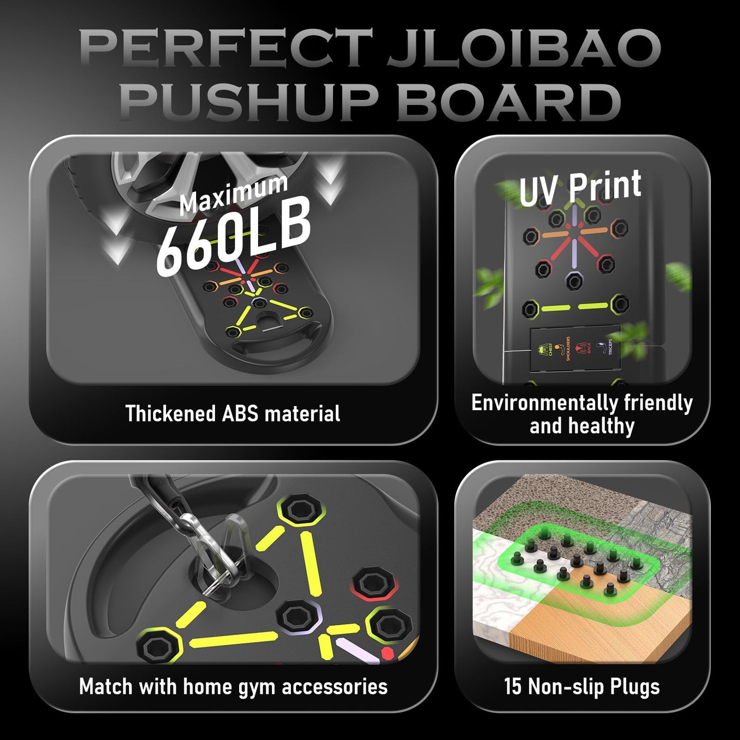 JLoibao Push Up Board Fitness, Workout Home Gym Equipment, 20 in 1 Exercise Pushup Bar Handles for Floor, Strength Training Equipment for Men