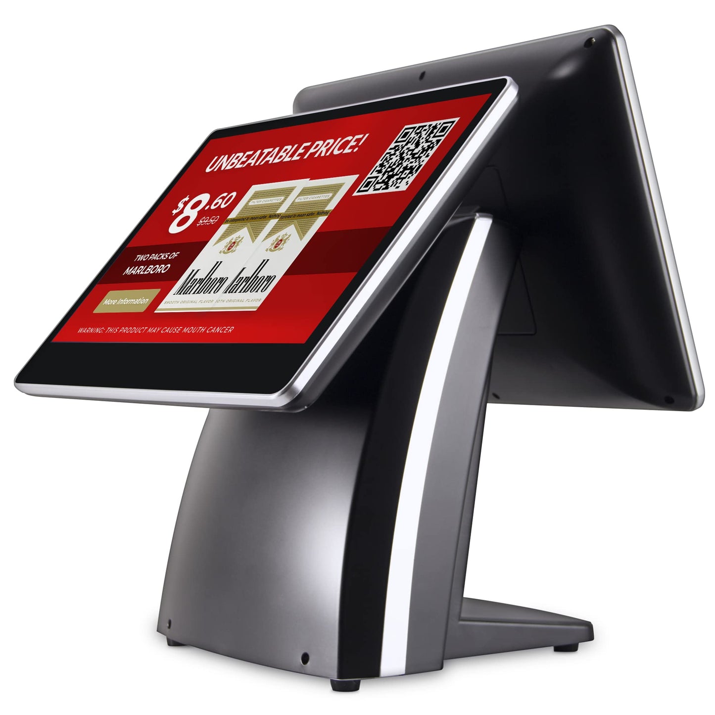 All-in-One SmartPOS-129 Professional Cash Register for Small Business, POS Bundle Includes: Cashier Touch Screen Monitor, Customer-Facing Display, Cash Drawer, Thermal Printer, 2D Barcode Scanner