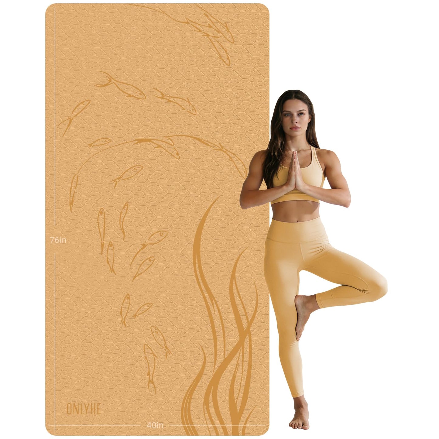 ONLYHE Extra Wide Thick Yoga Mat for Women and Men 76"x 40"x 10mm TPE Exercise Mat, Large-sized Non-slip Gym Yoga Mat,Workout mat,Pilates (Orange + Grey)