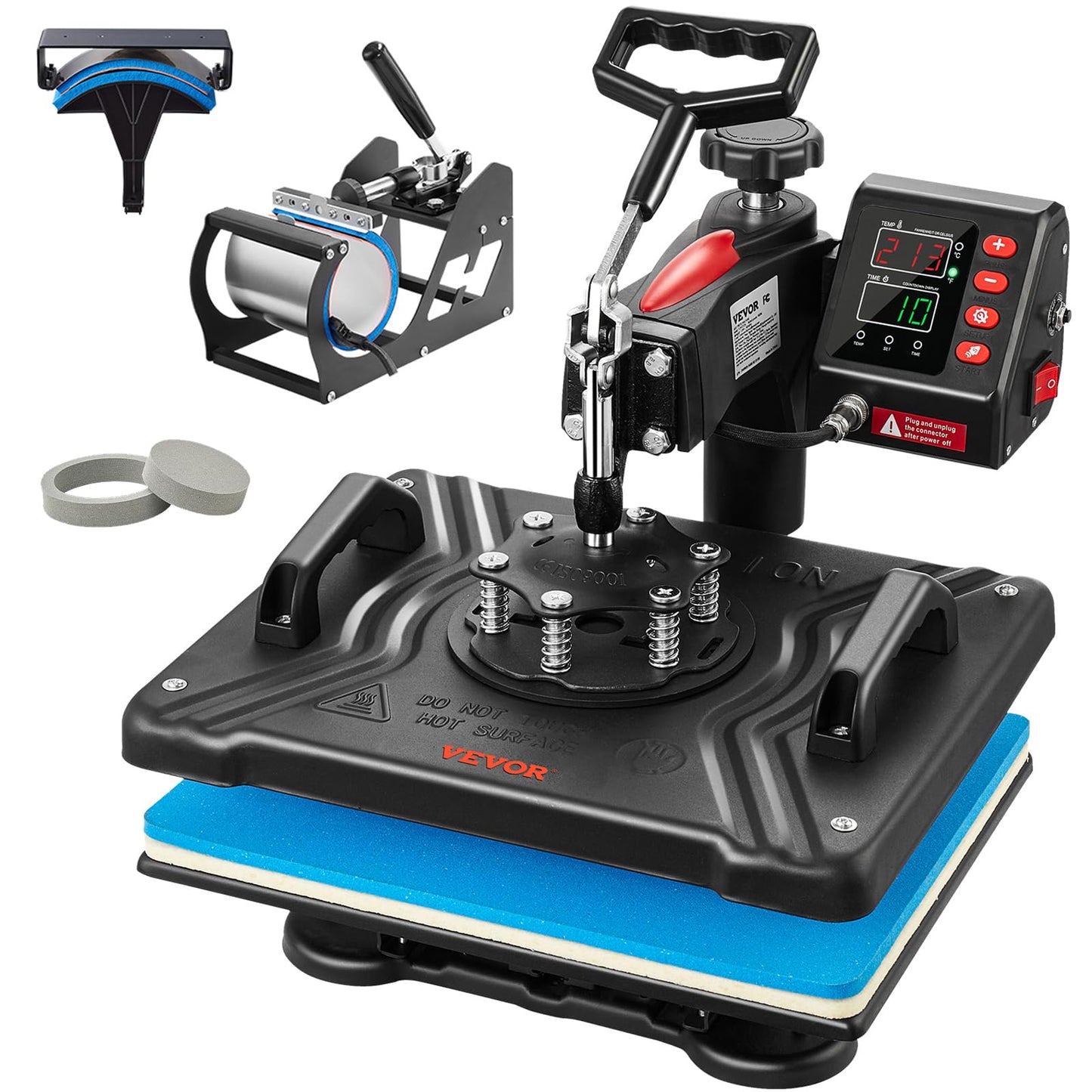 VEVOR 5 in 1 Heat Press Machine 12x15 Inch, 360° Swing Away Shirt Press Machine - Digital Professional Heat Transfer Tshirt Press Machine, Sublimation Heat Press for T Shirts Hat Cap Mug Plate