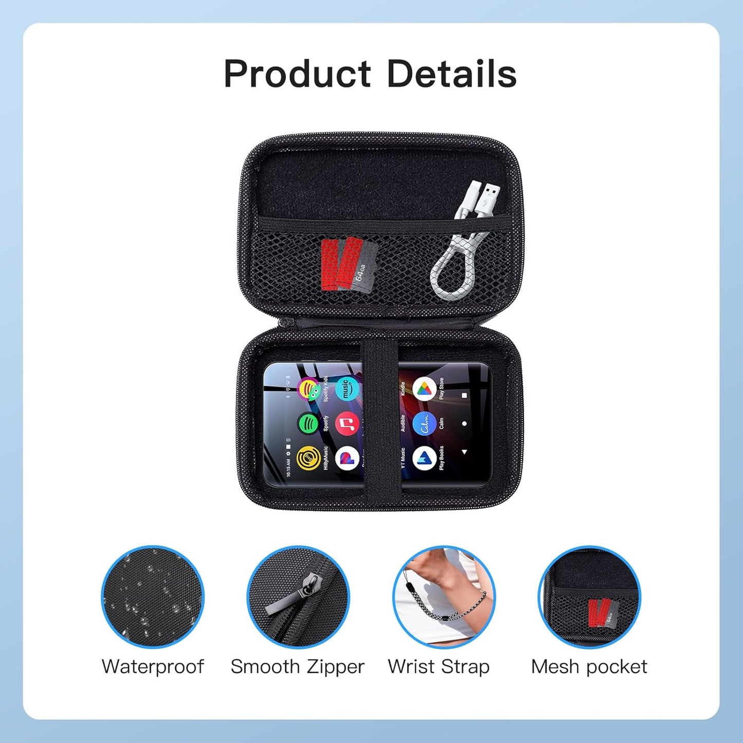 YAJOJO G5 MP3 Carrying Case for innioasis Player- Hard Shell Protective Carrying Case, Portable Travel Storage Bag
