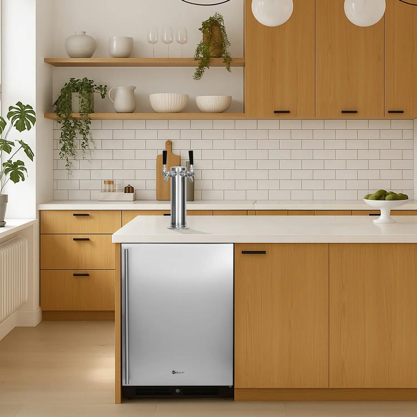 Kegco 24" Wide Single Tap Stainless Steel Built-In Left Hinge Kegerator with Dispense Kit