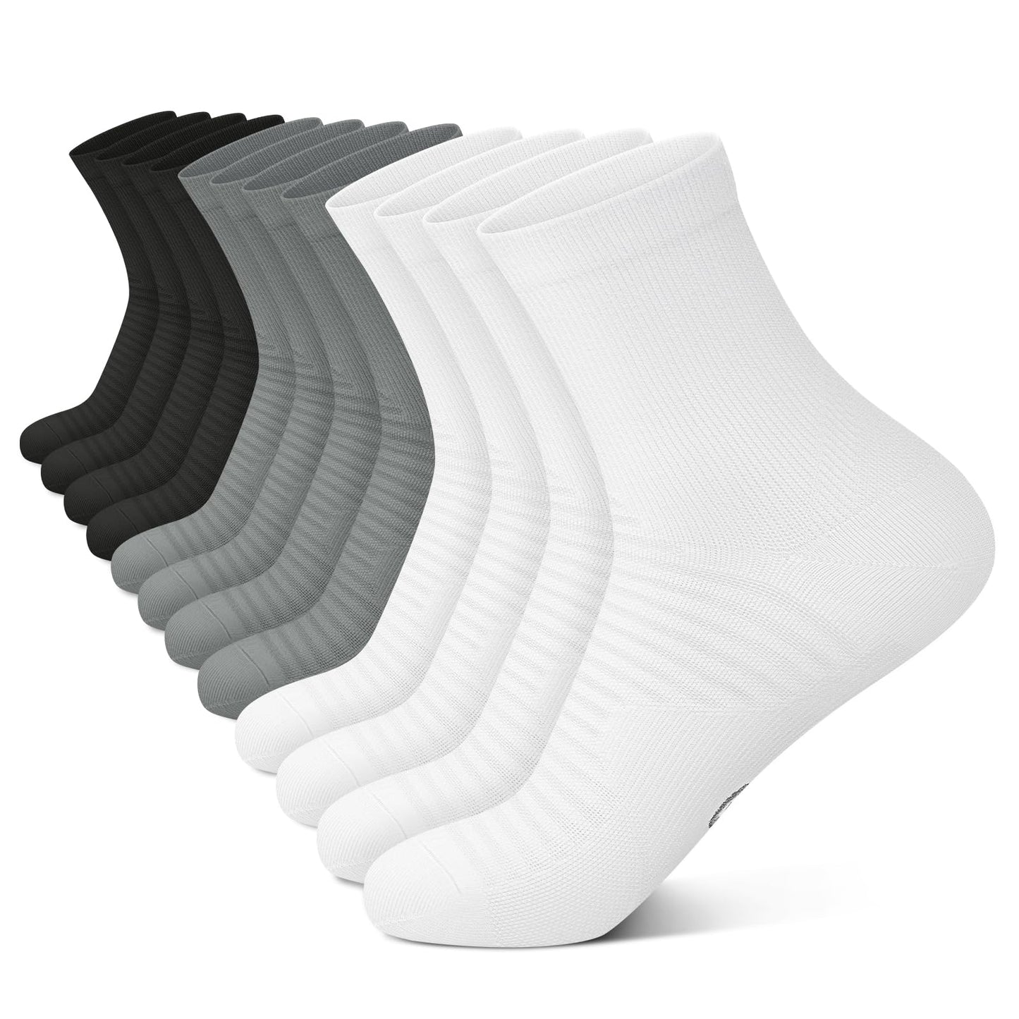 Compression Running Ankle Socks for Men and Women (6 Pairs), Quarter Athletic Socks for Running, Cycling, Golf, Work