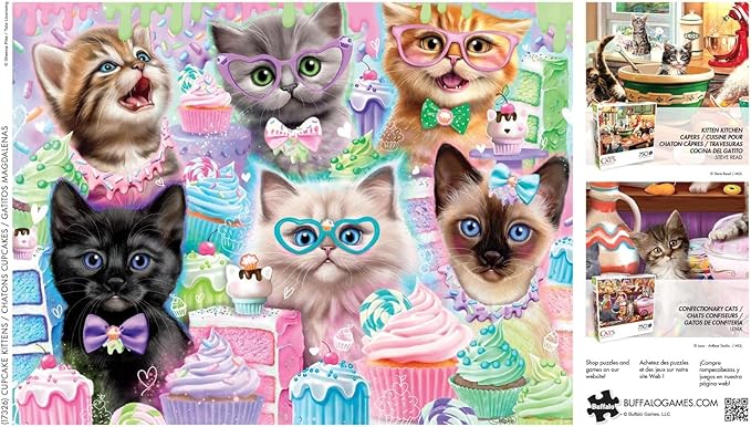 Buffalo Games - Sheena Pike - Cupcake Kittens - 750 Piece Jigsaw Puzzle for Adults -Challenging Puzzle Perfect for Game Nights - Finished Size is 24.00 x 18.00
