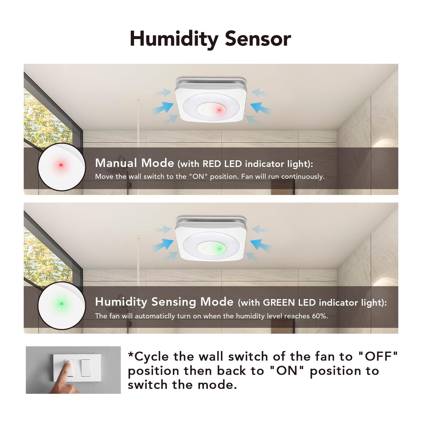 OREiN 3-in-1 Bathroom Exhaust Fan with Light & Humidity Sensor, 160 CFM, 1.0 Sone, Auto-On at 60% Humidity, 1500LM, 3CCT, Night Light, ENERGY STAR, HVI/FCC/ETL, Ceiling Opening 11.81''x 11.02''
