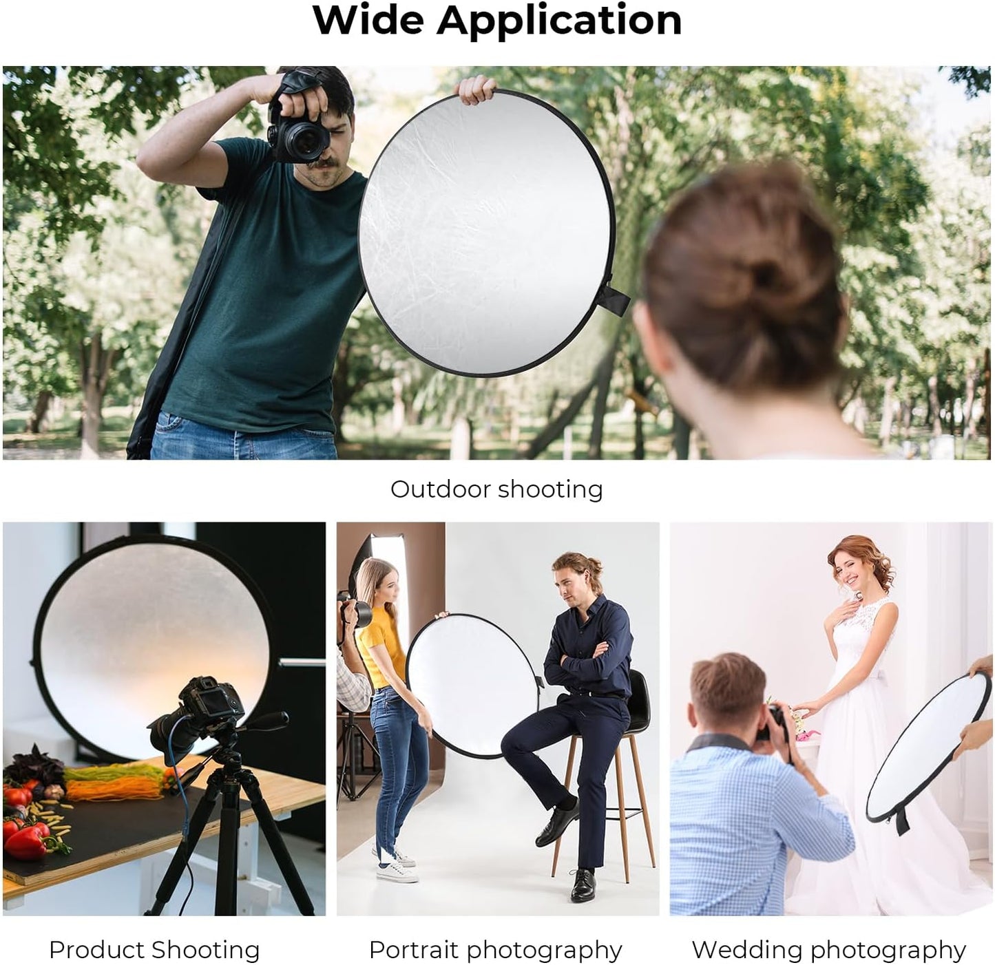 K&F CONCEPT 5-in-1 32"(80cm) Light Reflector Photography Diffuser Collapsible Portable for Studio and Outdoor Lighting