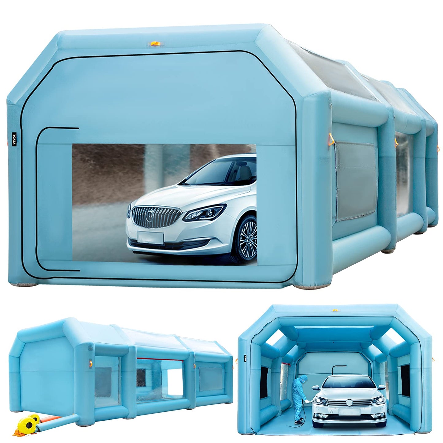 VEVOR Inflatable Paint Booth 28x15x10ft w/Air Filter System & Blowers + 25FT 12IN PVC Flexible Duct Hosing for Exhaust Fan
