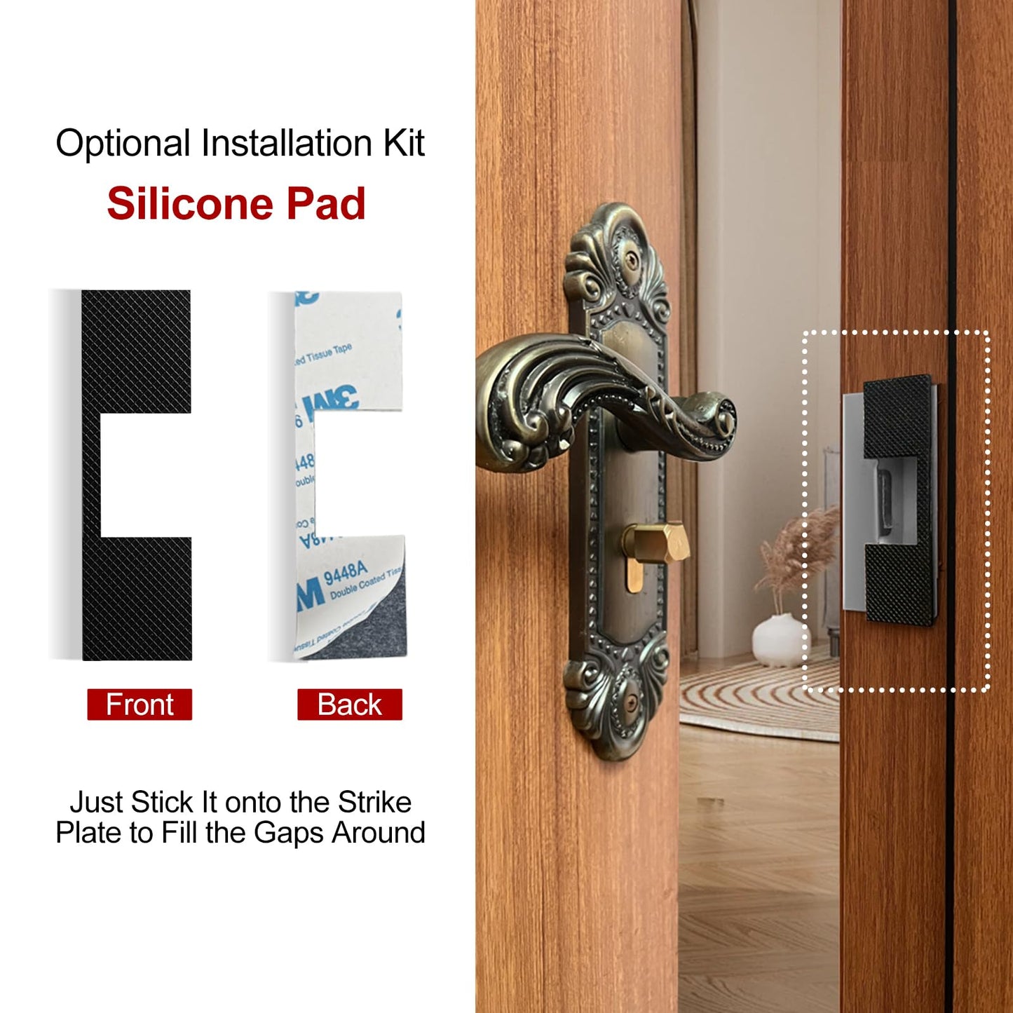 MOSECYOU Door Latch Guard Plate 7” with 1” Offset Cover, Outswing Door Security Protector Shield, Heavy Duty Version, Door Knob/Deadbolt Latch Protector Plate (1 Pack)