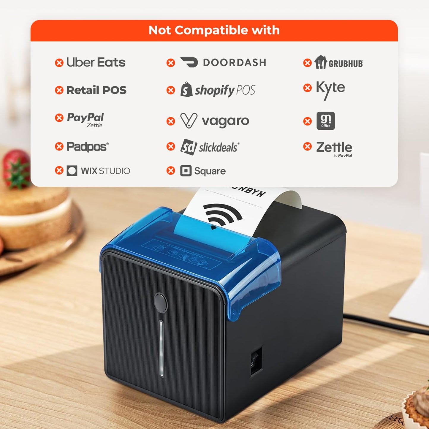 MUNBYN WiFi Receipt Printer with USB Port, 80mm POS Printer Works with Mac Windows Chromebook Linux Cash Drawer, ESC/POS (P047 WiFi), Do Not Support Square Paypal Zettle Shopify Kyte Bluetooth