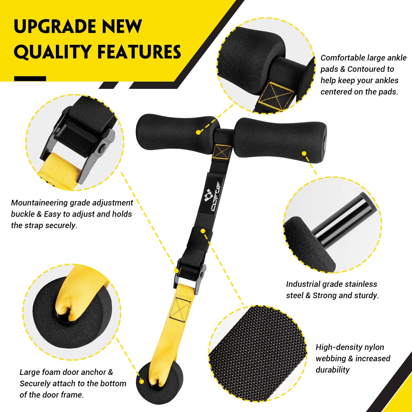 Nordic Hamstring Curl Strap - Holds 420 Pounds, Great for Hamstring Curls, Sit-ups, Spanish Squats & Ab Workout - 5 Second Setup - Home Fitness Equipment