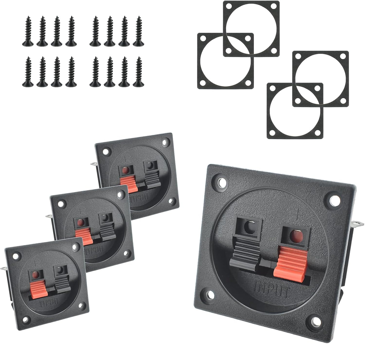 SATUY 4 2.2 2-Way Pcs Speaker Box Terminal Cup, Square Spring Subwoofer Box, Binding Post Cup Connector with Sponge