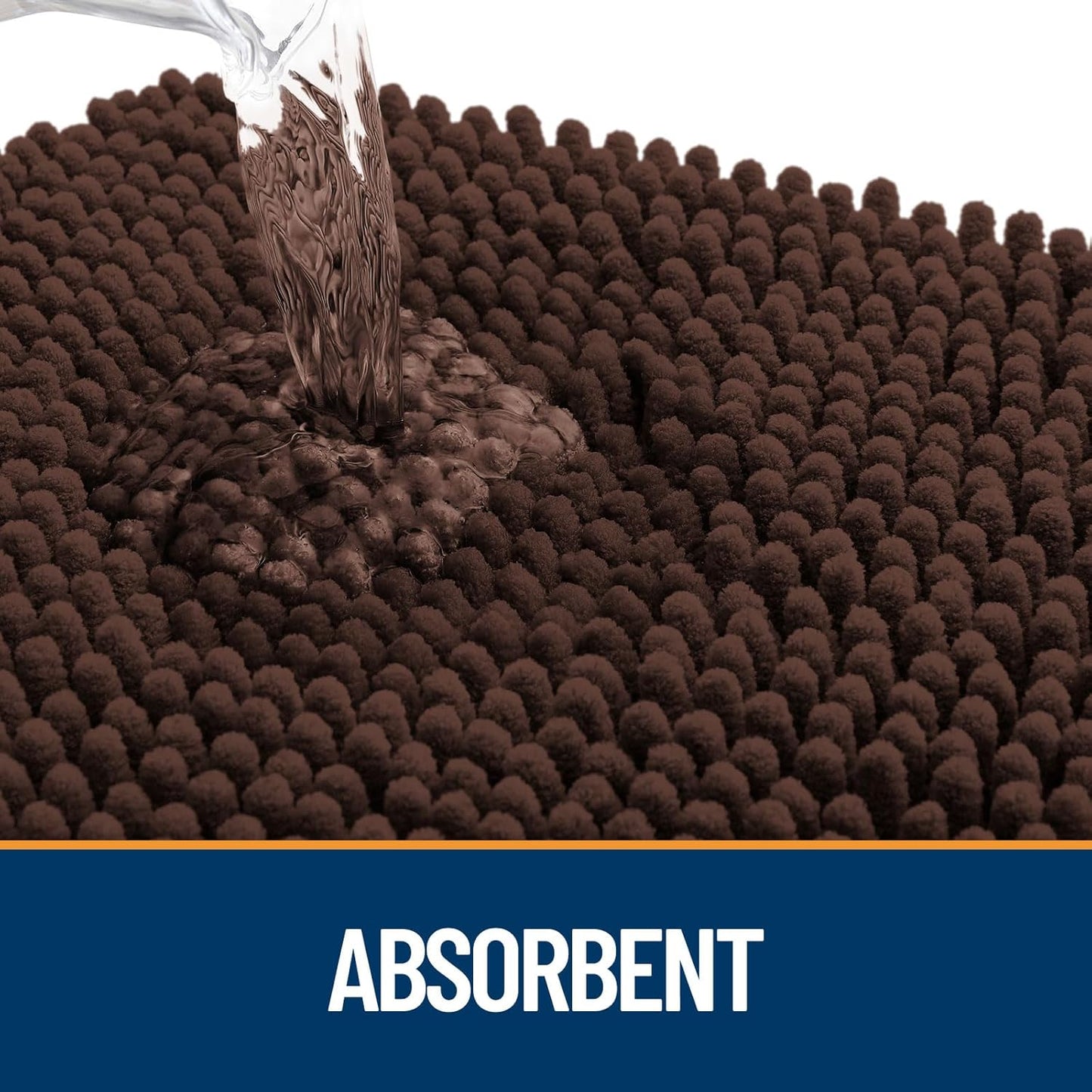 OLANLY Dog Door Mat - Absorbent Non-Slip Mud Mat for Dogs | Quick Dry Chenille, 54x24, Brown