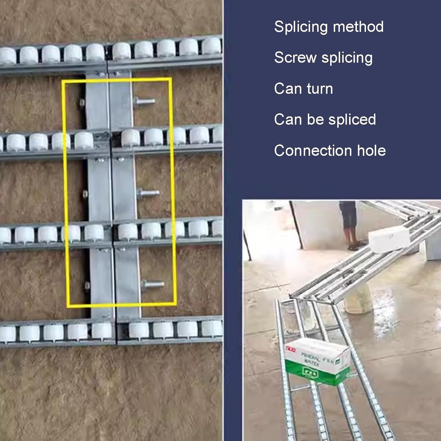 ZXHKZDX Splicable Stainless Steel Gravity Conveyor with Plastic Roller, Portable Unpowered Conveyor Roller Stands, Splicable Conveyor Lines for Woodworking(50X100CM)