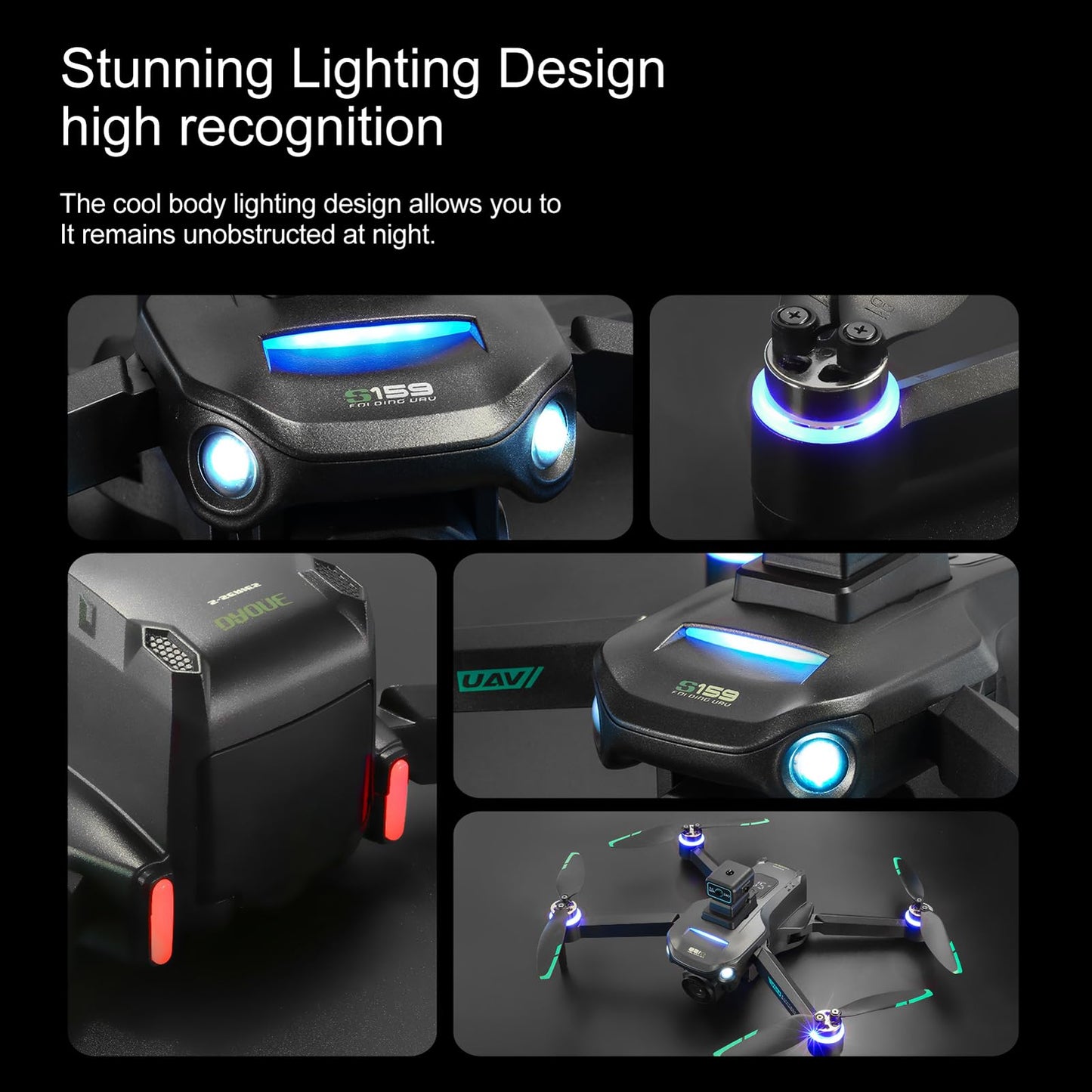 Dodoore GPS Drone with 8K UHD EIS Camera for Adults, 5G WiFi FPV RC Quadcopter with Brushless Motors, Optical Flow Positioning, Obstacle Avoidance, Auto Return, Follow Me, 2 Batteries (Black)