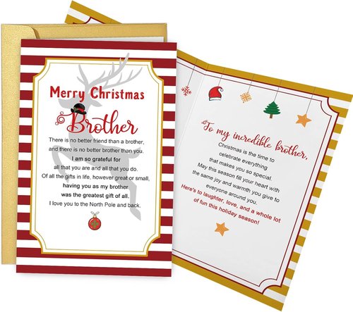 Chenive | Merry Christmas Card for Brothers - Heartfelt Holiday Greeting for Friends & Family