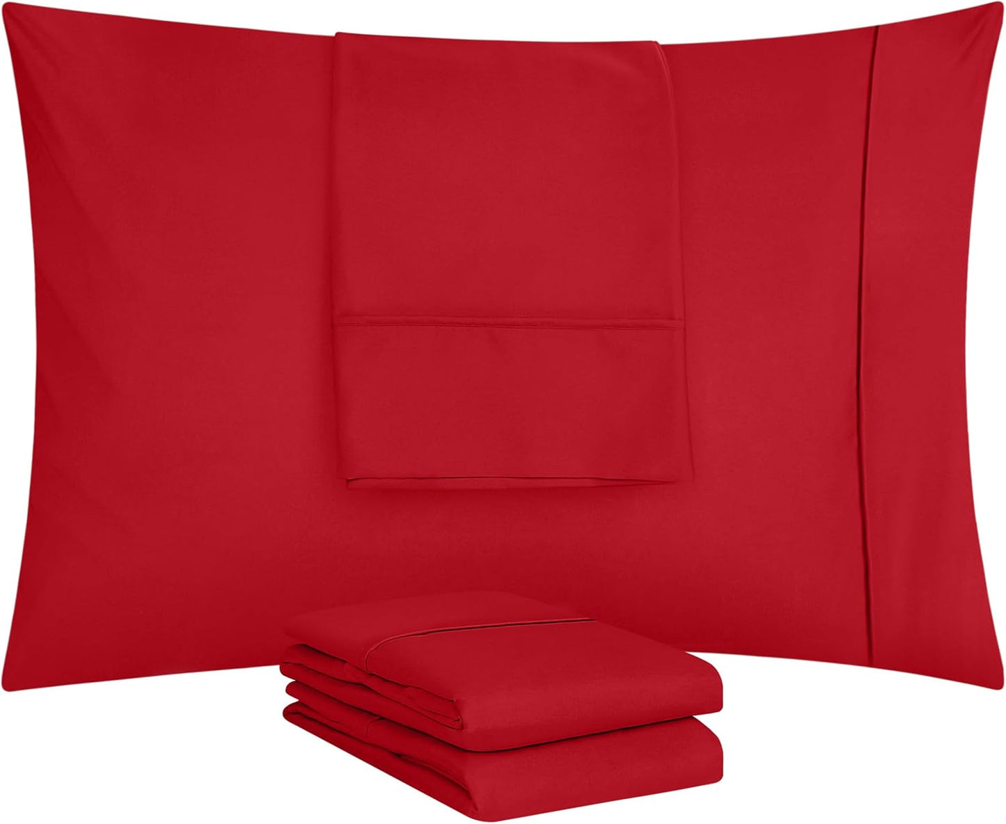 Utopia Bedding Standard Pillow Cases - 4 Pack - Soft Brushed Microfiber - Fade Resistant | 20 x 26 Inches (Red)