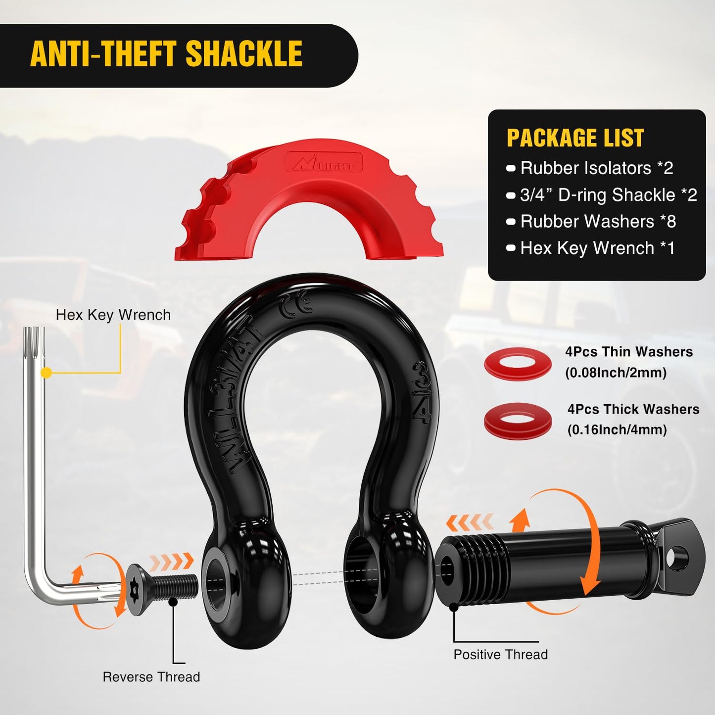 Nilight Offroad Recovery Kit 3" x 8' Tow Strap with Winch Snatch Block Pulley and 2Pcs 3/4" Anti-Theft D-Ring Shackles Storage Bag Heavy Duty Tow Rope for Car Truck SUV ATV (MBS 31500LBS)