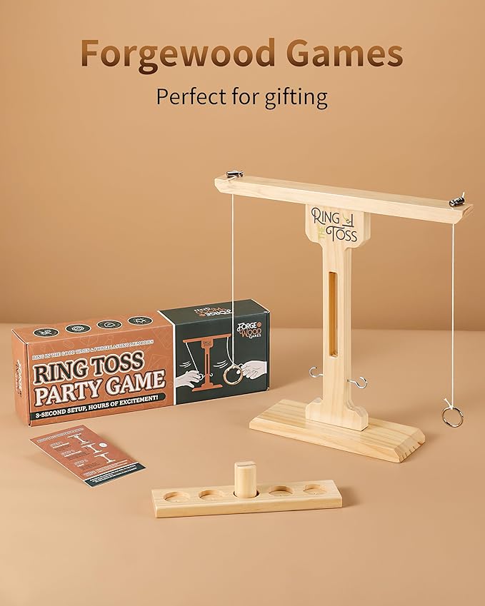 Ring Toss Game for Adults, 3-Second Instant Assembly Hook and Ring Game with Sturdy Structure, XL Size(15.8’’ X 15’’) Indoor Outdoor Holiday Party Games, Fun Family Games for Backyard, Camping, Beach
