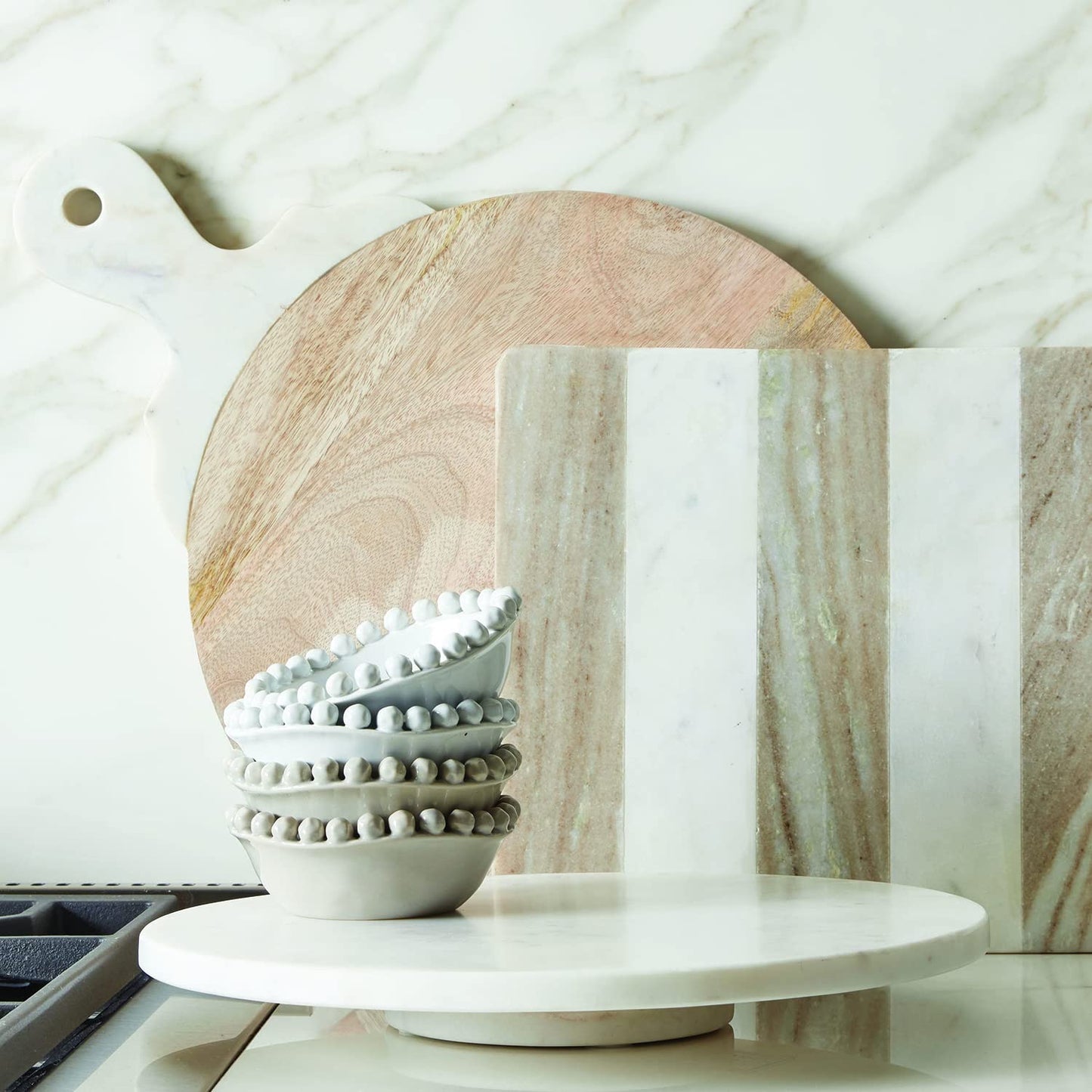 Santa Barbara Design Studio Table Sugar Marble Lazy Susan, 14-Inch Diameter, White