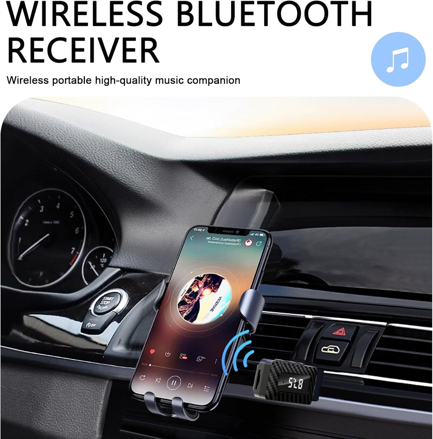 MOXRUQ 5.3 3.5mm USB Bluetooth Receiver for Car, Bluetooth Wireless Audio Adapter, USB Power Supply Aux Jack Adapter