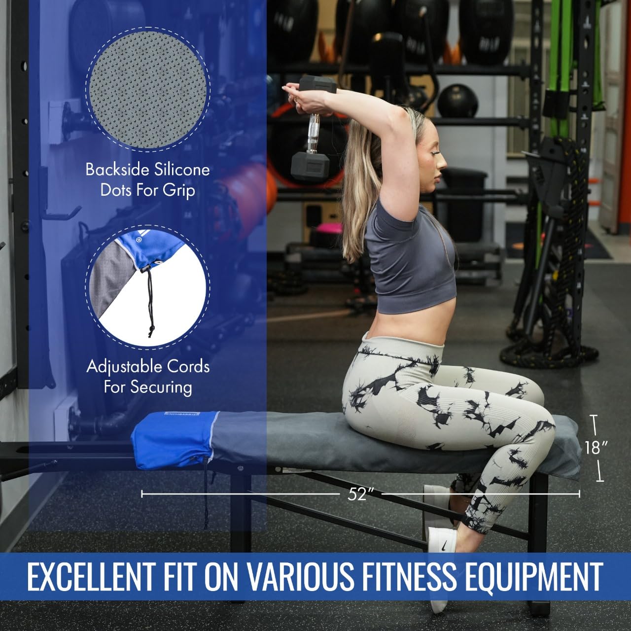 BENCHBARRIER® - The Next Step in Gym Hygiene | Protective Gym & Fitness Equipment Cover | Clean, No-Slip Microfiber Barrier for Sweaty, Germy Surfaces | Helps Stay Fresh Between Washes | Portable with Built-In Storage Pockets