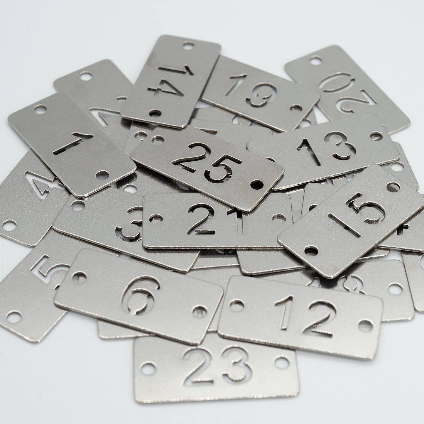 StayMax Rectangle Metal Hollowed Numbered Tags Stainless Steel Number Key Tags (1-10)