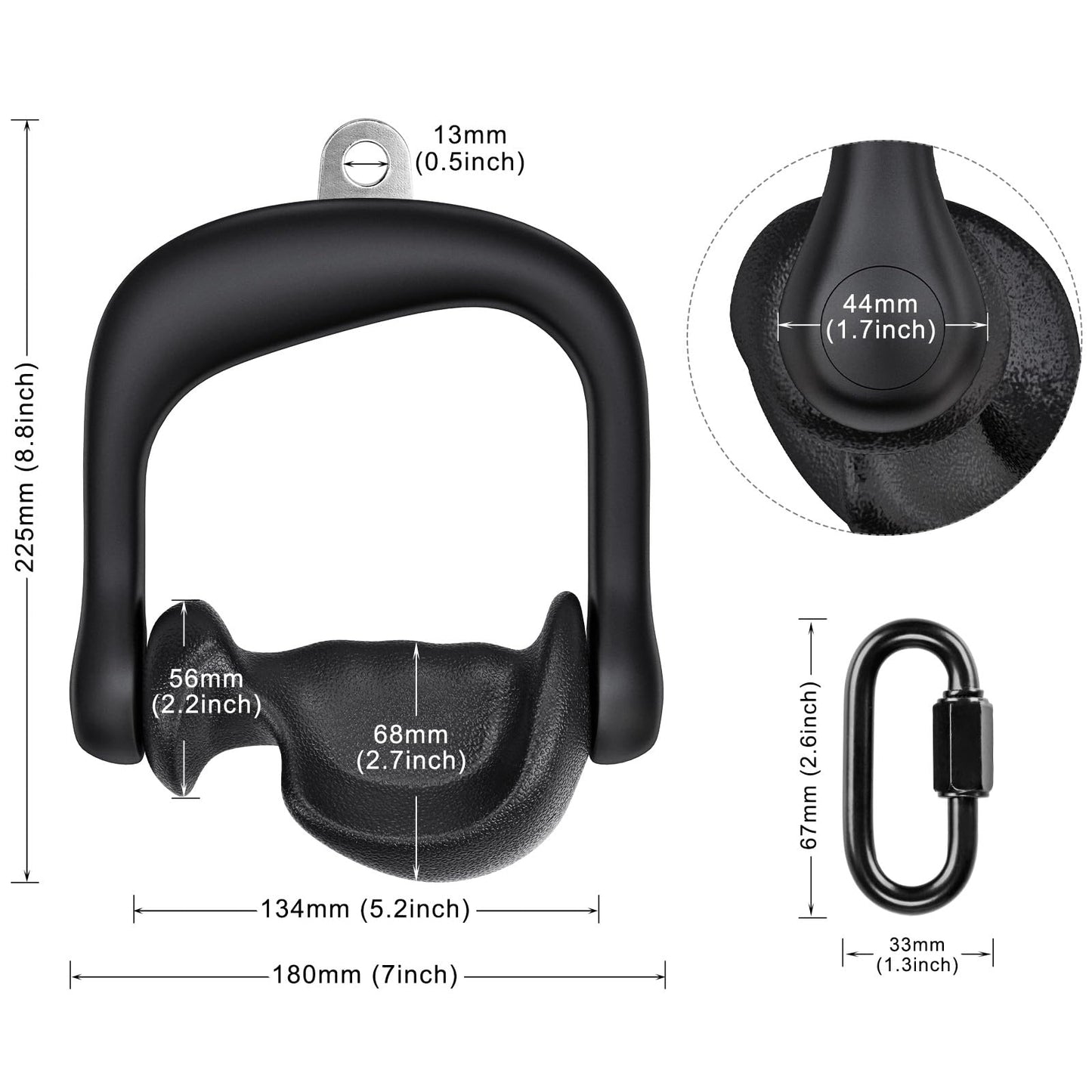 BeneLabel 2Pcs Ergonomic Grips D Handle Cable Attachment for Home Gym - Fits Your Hand Perfectly - Compatible with Cable Machines - 360 Rotation - 1000 lbs Weight Capacity