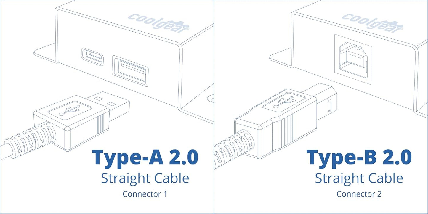 2ft. 2.0 USBGear Black USB A to B Device Cable