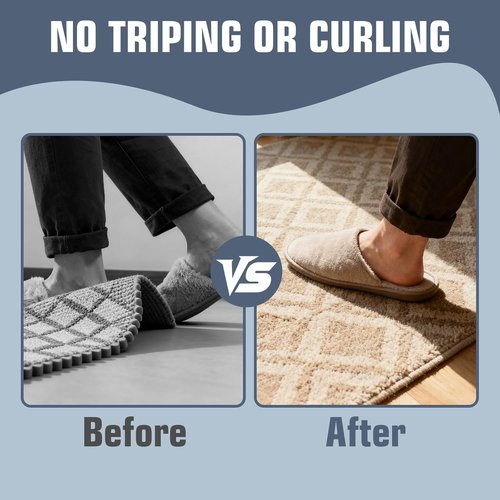 Heavywood Non-Slip Rug Grippers - Reusable Double-Sided Carpet Tape for Area Rugs | 8 Pack