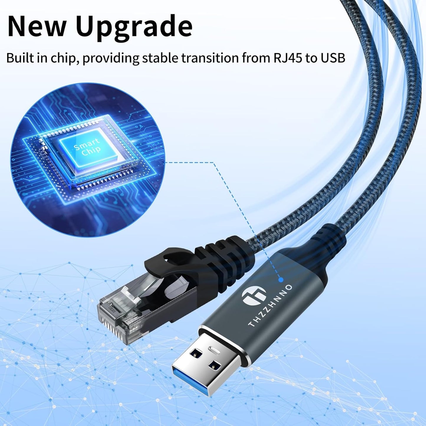 3.3FT, 3.0 RJ45 10/11, USB to Ethernet Cable USB A to Male Cable Directly Connected Gigabit LAN Network, Compatible