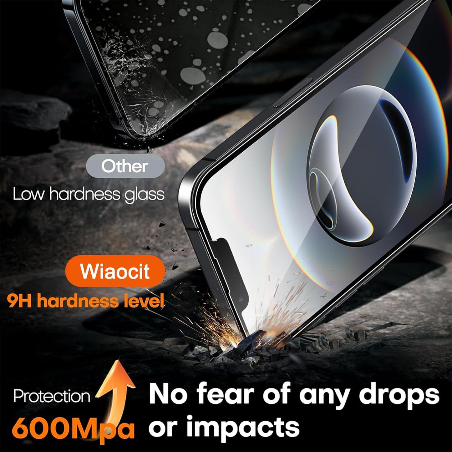 3 Pack 16e/iPhone 17e 3 Pack 9H Wiaocit Tempered Glass Screen Protector for iPhone with Camera Lens Protector