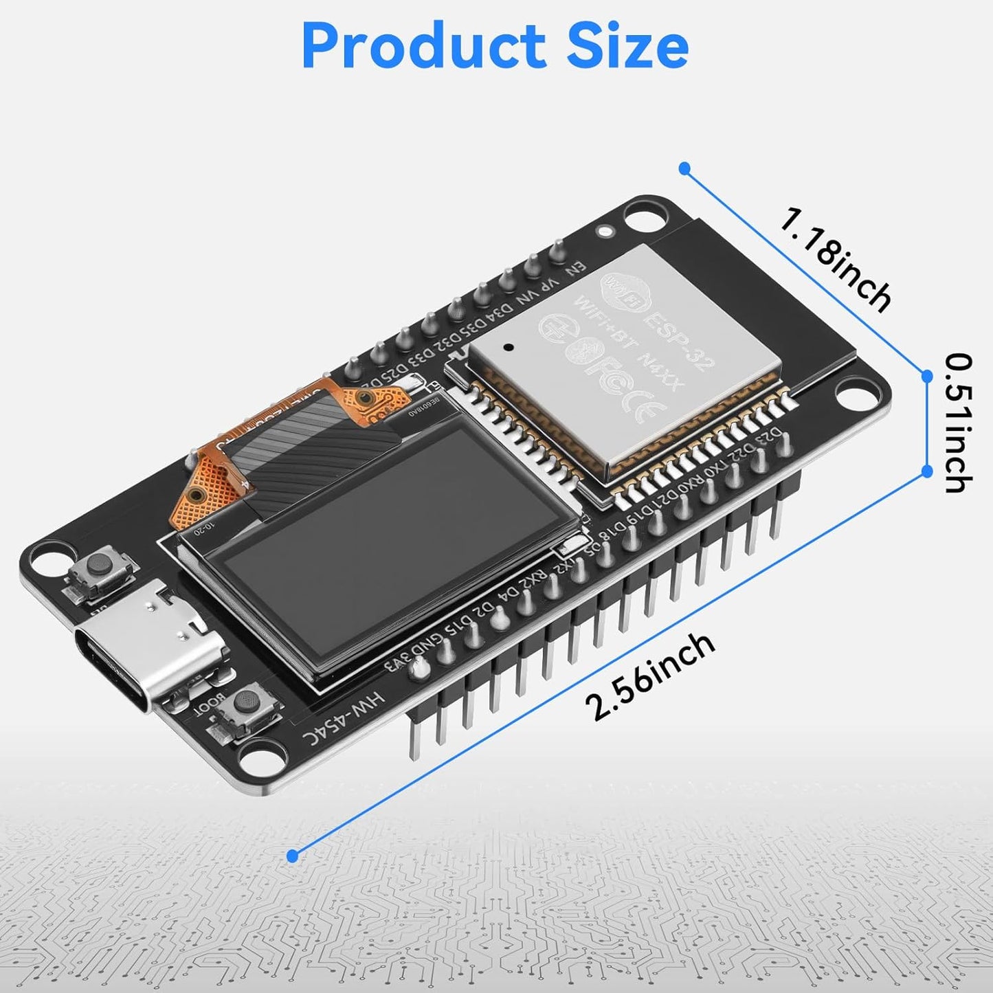 Meshnology ESP32 ESP-32S ESP-WROOM-32 0.96 inch 2.4GHz 30 Development Board mit OLED Display Dual-Mode Development