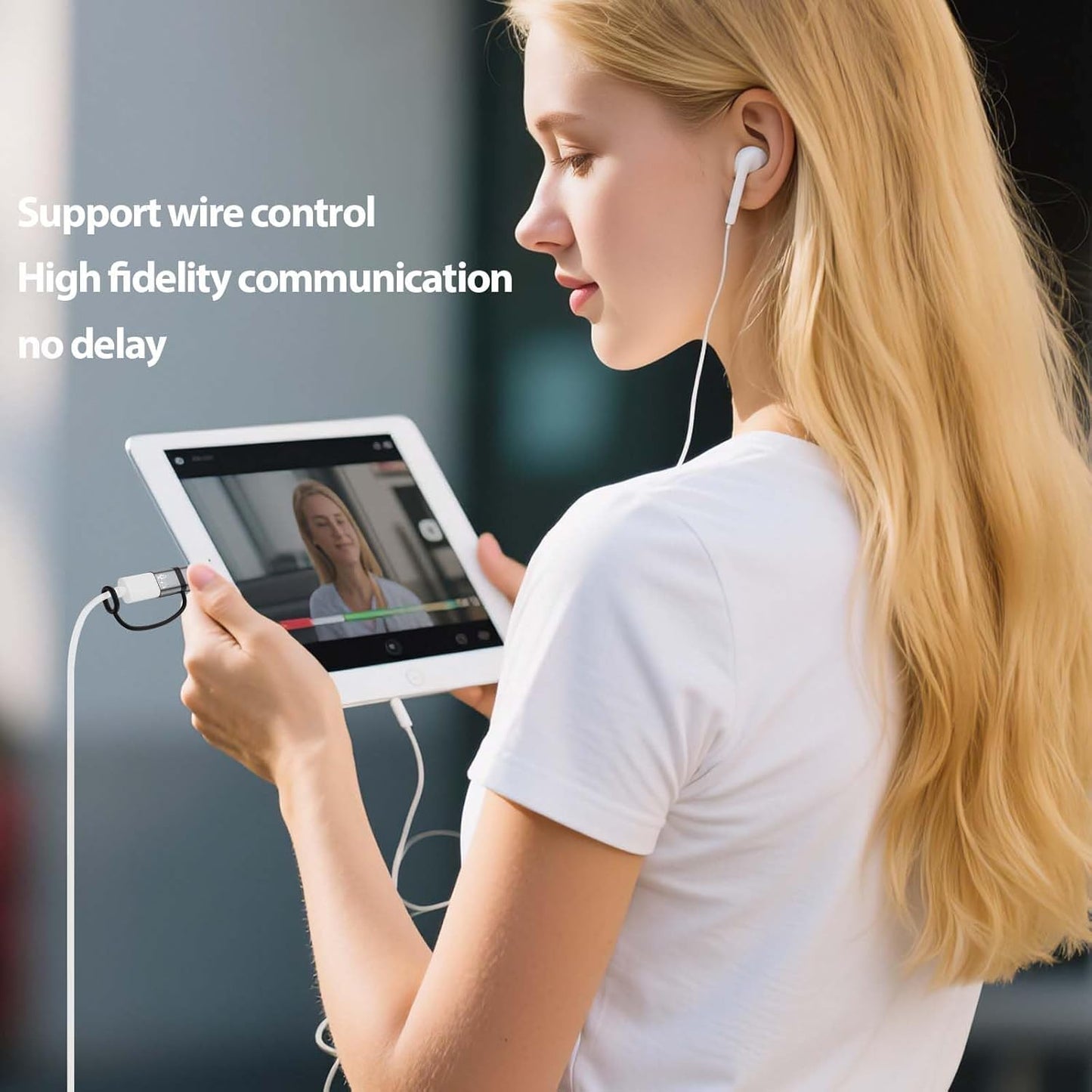Liaoan 16 15 USB C to Li-ghtni-ng Audio Adapter Support Line Control, USB C Male to Female Li-ghtni-ng Headphone