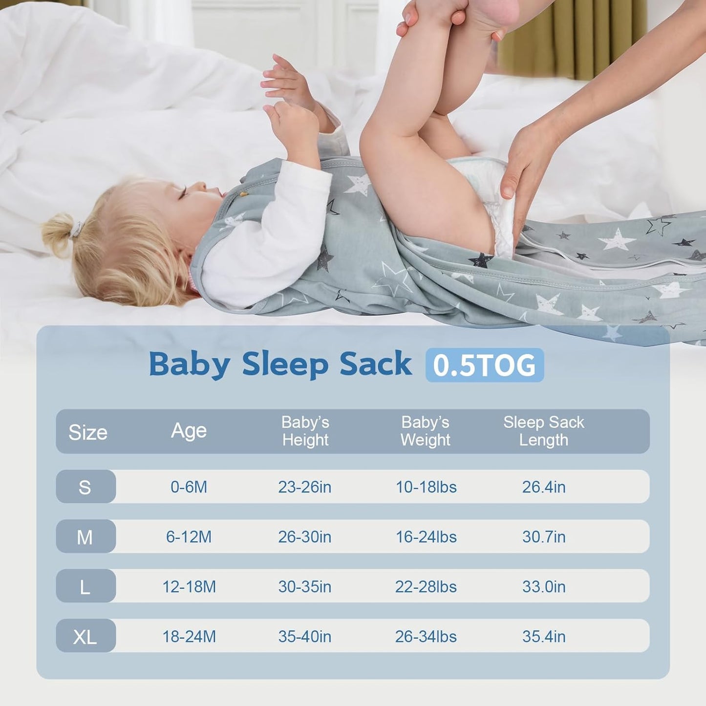 Skiennix Baby Sleep Sack - 100% Cotton Wearable Blanket for 6-12 Months | 3-Pack Lightweight 2-Way Zipper