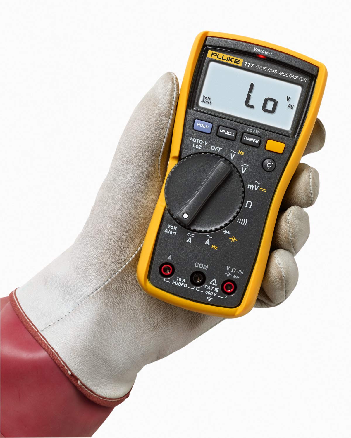 Fluke 117 Digital Multimeter, Non-Contact AC Voltage Detection, Measures Resistance/Continuity/Frequency/Capacitance/Min Max Average, Automatic AC/DC Selection, Low Impedance Mode
