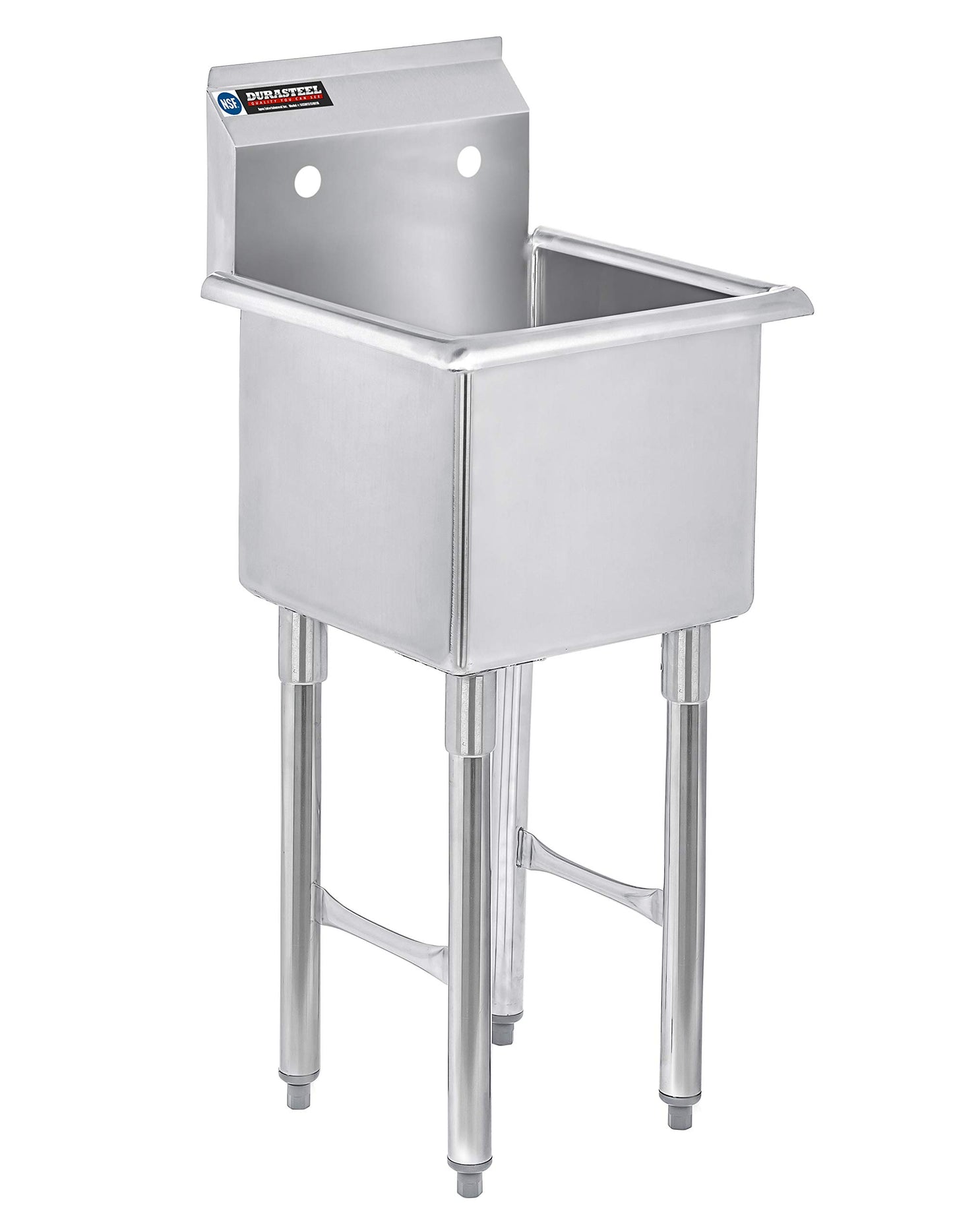 DuraSteel 304 Commercial Stainless Steel Utility Sink - 15 Inch Tub Freestanding Prep Kitchen Sink - NSF Hand Wash Station for Kitchen Sinks, Outdoor, Laundry Room, Garage Slop Small Kitchenette