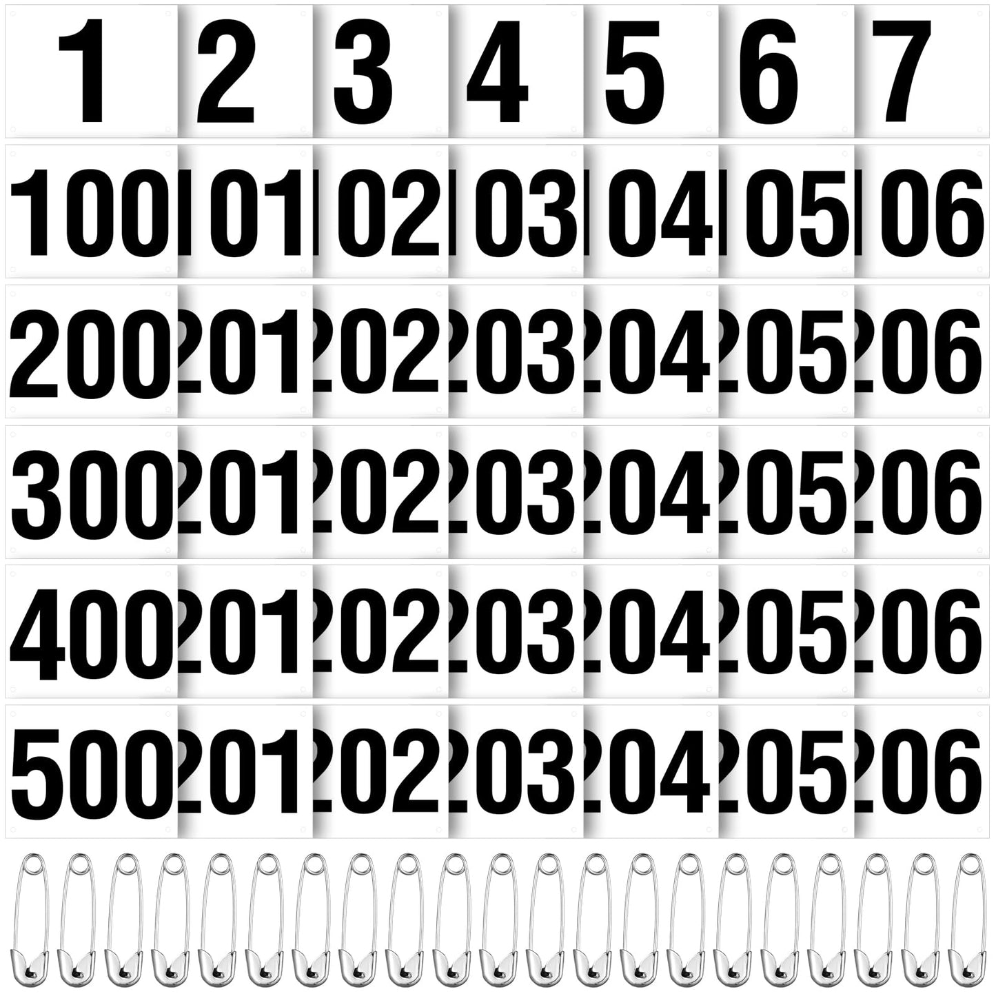 Hanaive 500 Pieces Running Bib Numbers with Safety Pins for Marathon Sports Competition Events Tearproof Waterproof, 6 x 7.5 Inch (1-500 Number)